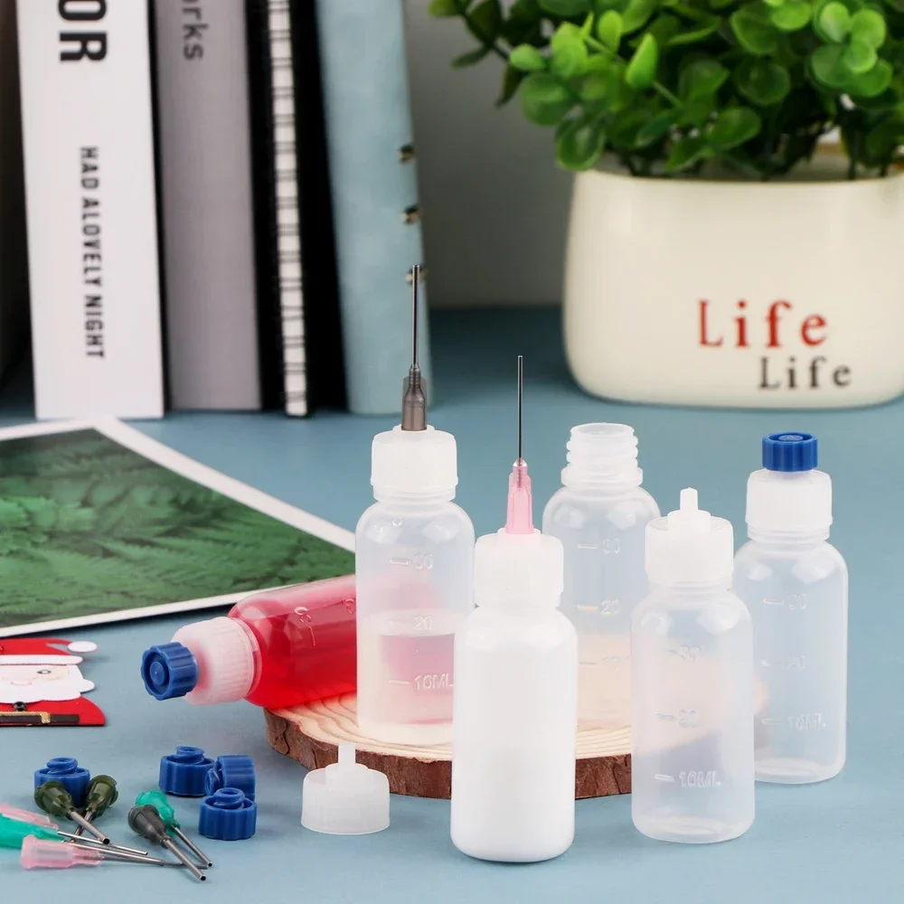 바늘 세트와 24pcs 30ML 플라스틱 접착제 병 작은 오일 병에 대 한 리필 접착제 병 알코올 병 통증 접착제 잉크 도구