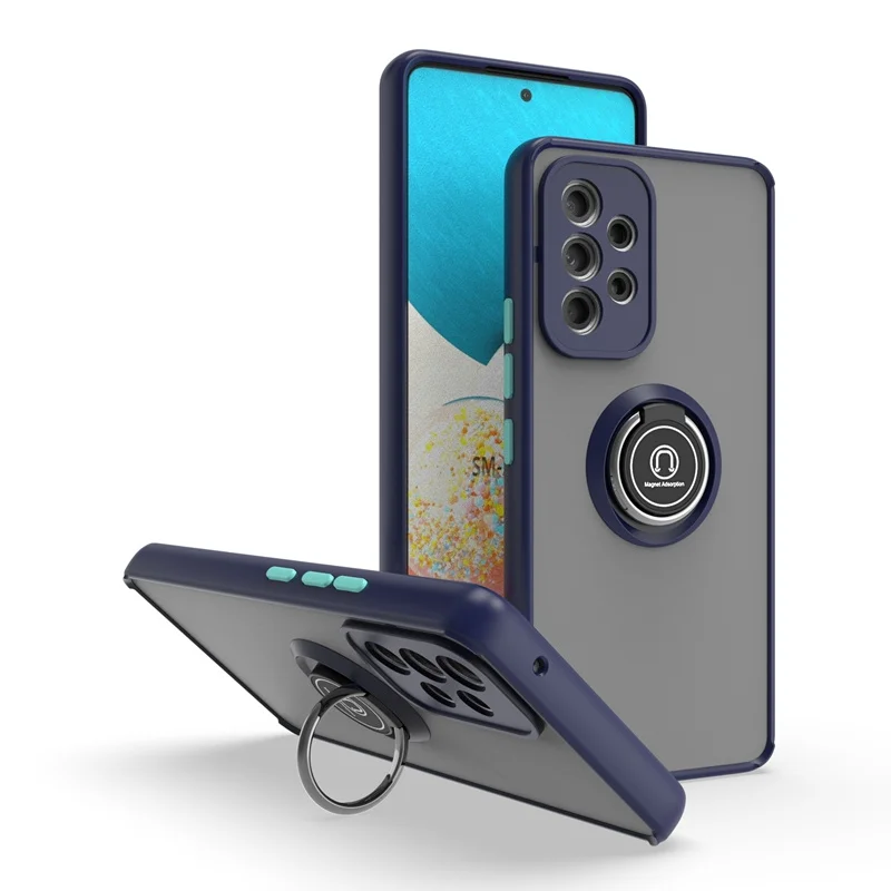 Shockproof Matte Armor Phone Case with Ring Magnetic Holder and Stand