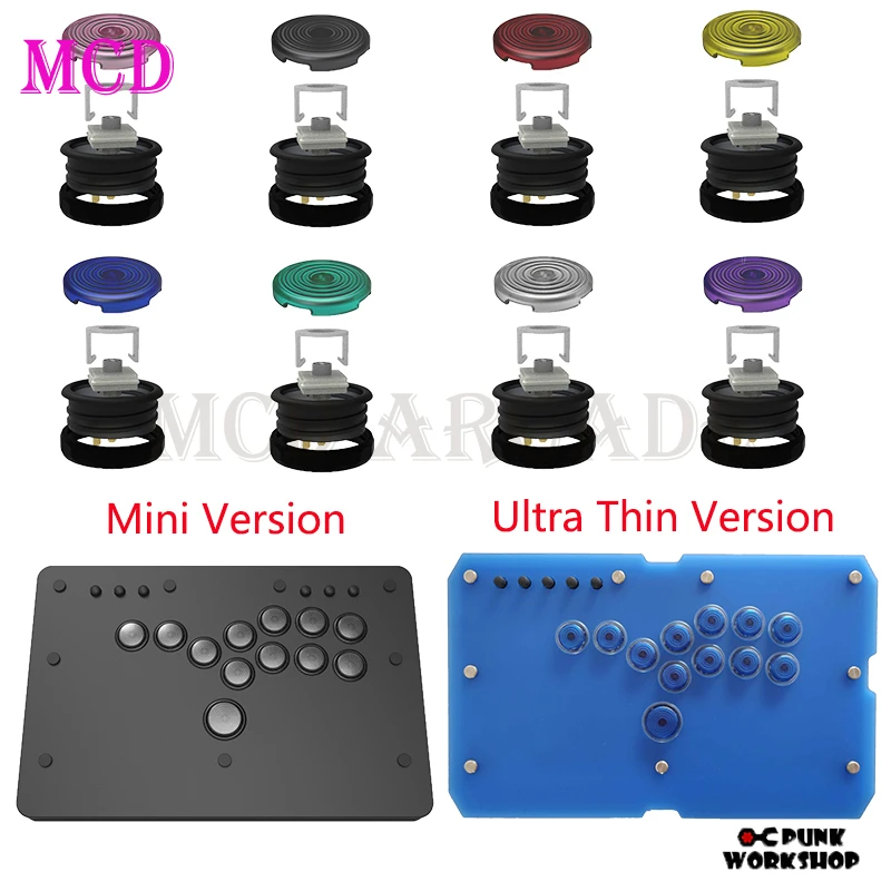 Punk Workshop Mini/Ultra Thin HitBox Fighting Stick Controller Dedicated  Button 24/30mm CHERRY MX SPEED SILVER Switches Button