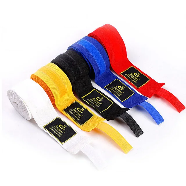 2pcs Boxing Handwraps Cotton 5m Quick Drying Semi Elastic Hook Loop Design Sports Hand Wraps for Kickboxing Muay Thai 2