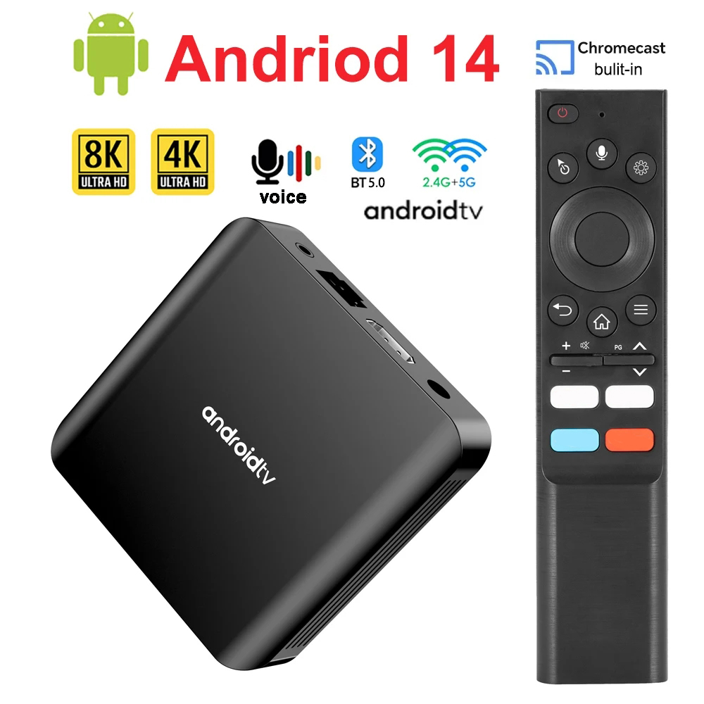 TV Box Android 14 8K TV98 ATV Plus Allwinner H313 Quad Core 5G Dual Wifi BT5.0 Support Smart Voice control Player 4K Set Top Box