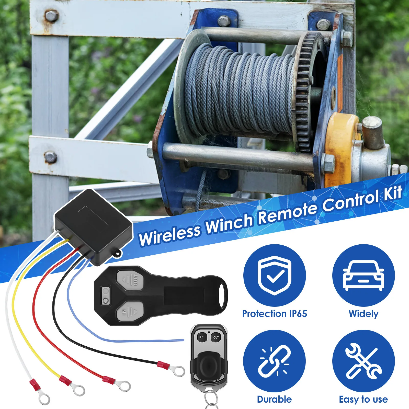 Wireless Winch Remote Control Kit 12V Universal Car Electric Remote Control Waterproof Winch Remote Controller