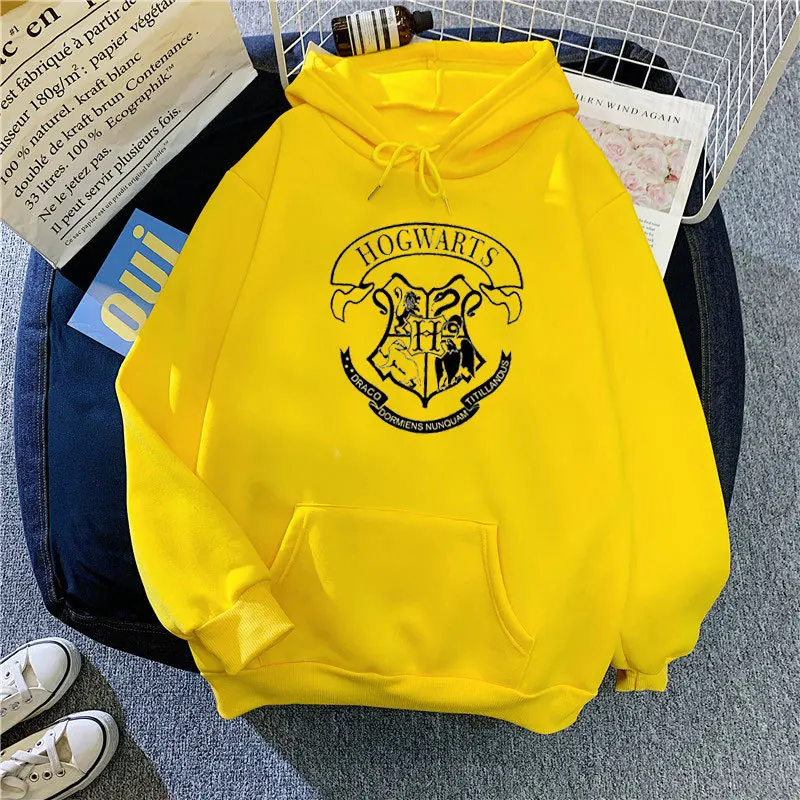Fashion y2k Hogwarts Printed Hoodies Women Sweatshirt Autumn Winter Long Sleeves Plus Velvet Casual Loose Fleece Tops Oversized 5