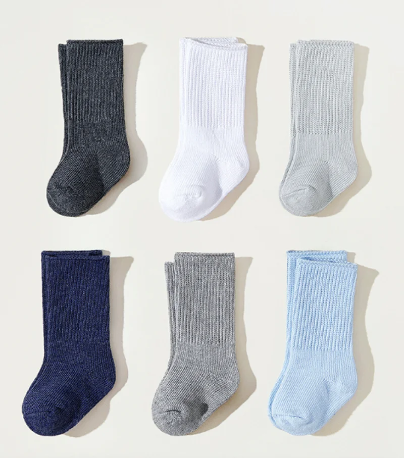 6Pair/lot 100% Pure Cashmere Indoor Thick Solid Color Baby Winter Warm Knitted Soft Boys and Girls Mid Tube Socks 0-2Y
