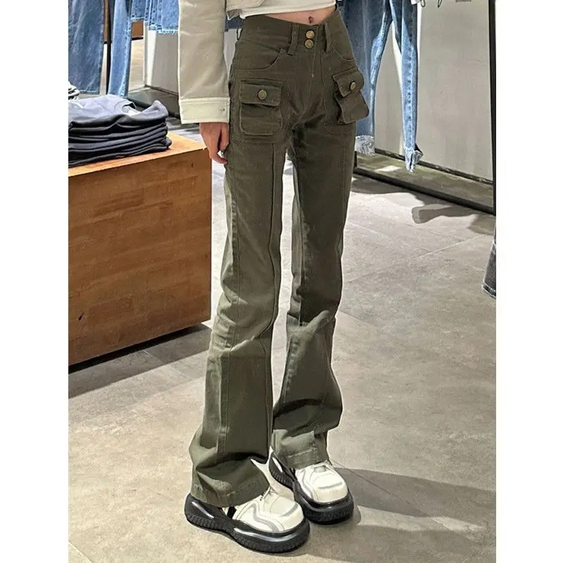 

New Fashion High-quality Design Sense Ins Retro Tooling Micro-launched Jeans Women's High Waist Elastic Slim Slim Straight Jeans