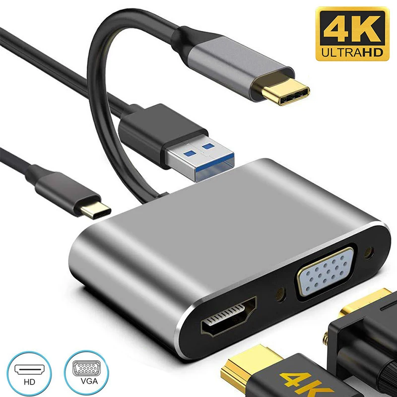 Adattatore HUB VGA USB 3.0 compatibile da tipo C a HDMI adattatore multiporta AV digale 4K 1080P stessa linea di schermo per Samsung MacBook  44