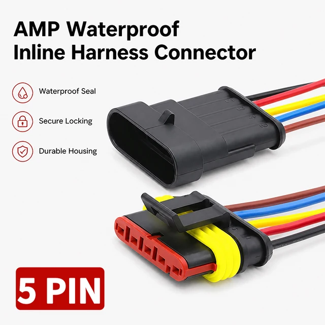 5Pin Waterproof AMP Auto Connector 18AWG Male Female with Wire Quick Disconnect for Truck DJ7051-1.5-11/21 OEM 282089-1/282107-1 1