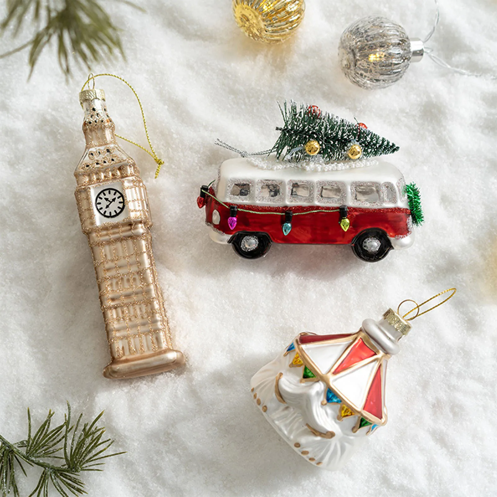 Christmas Hanging Tree Figurines Cute Vivid Circus Bus Ornament Kids Boys Girls Toys Gift
