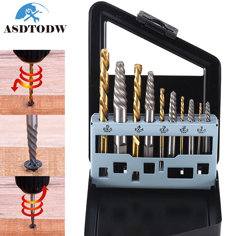 Screw Extractor and Left Hand Drill Bits Set Bolt Remover Reverse