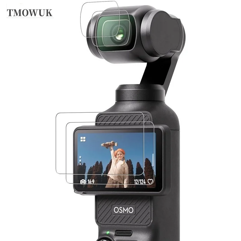 Filtres ND pour DJI Pocket, empilés sur fond blanc, avec vis de montage et étui de rangement.