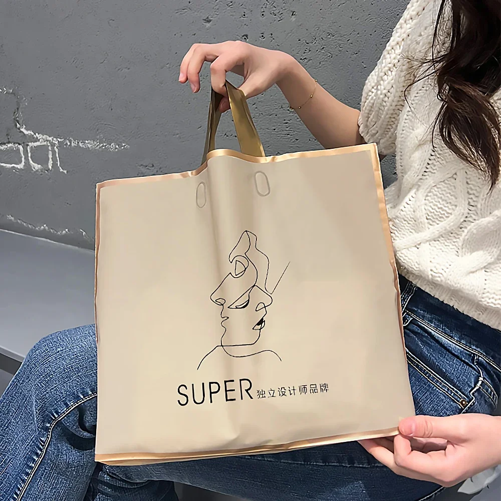 200pcs Custom Logo Printed Plastic Bag With Handle Thickened