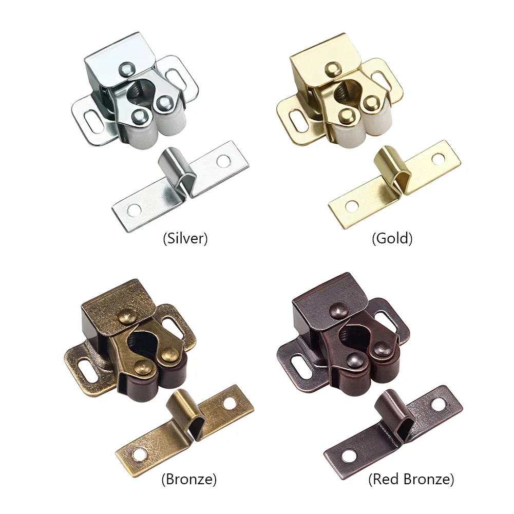 Furniture Door Stoppers Cupboard Cabinet Door Roller Latch Twin Double Catches Striker Screws