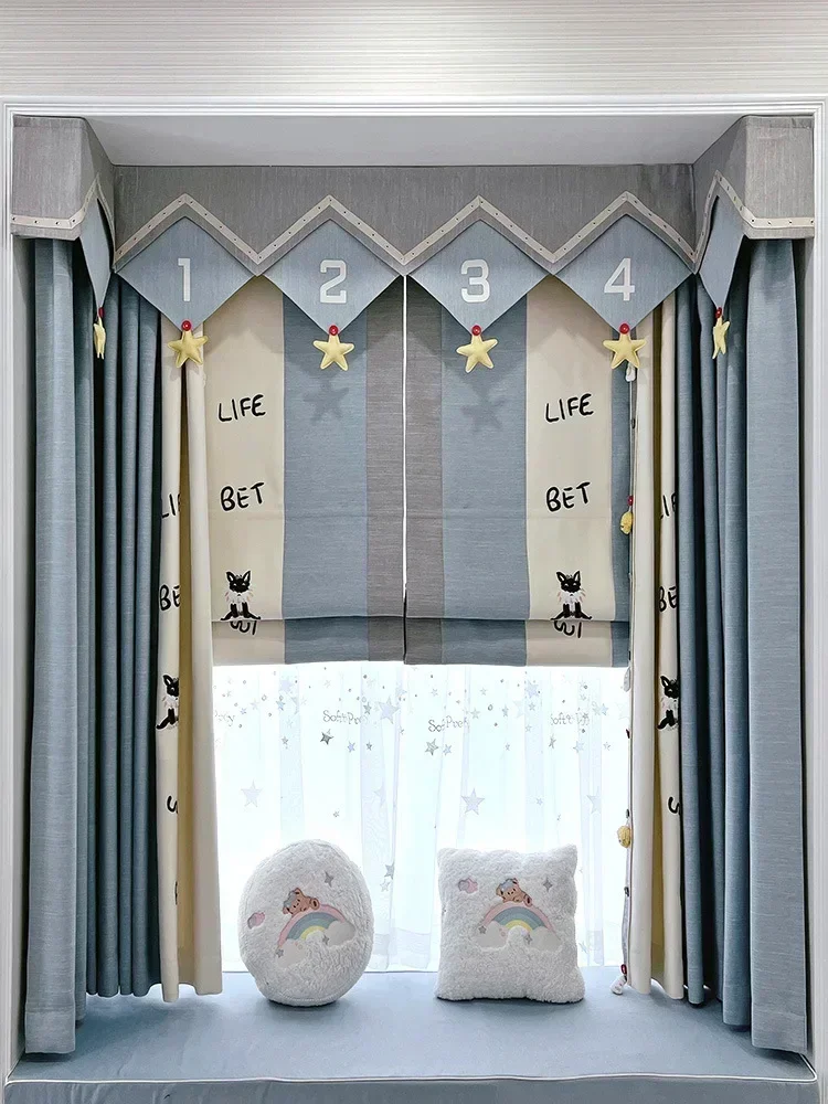 

Шторы из прозрачной ткани 00181-STB с градиентным цветом, в скандинавском стиле, для современных окон, гостиной