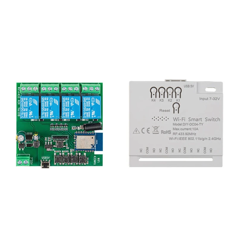 

4CH переключатель Wi-Fi Tuya DIY таймер 7-32 в 5 В 2,4G Wifi Smartlife модуль домашней автоматизации для IFTT Alexa Google Home