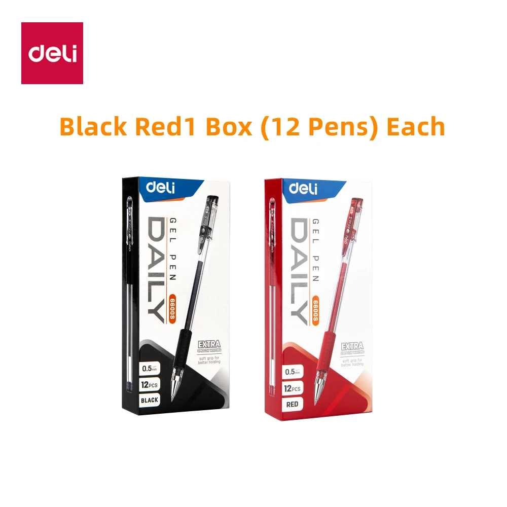 5 Unids/caja Deli Bolígrafo Tinta Gel Retráctil Negro Rojo Tinta Bolígrafos  Gel Oficina 0,5 Mm Herramienta Escritura Suave Bolígrafo, Compra Últimas  Tendencias