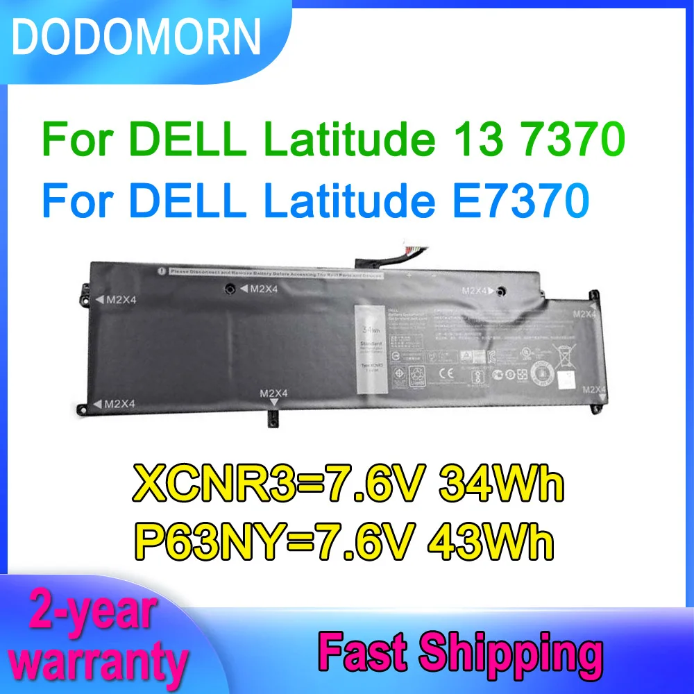 

DODOMORN XCNR3 Laptop Battery For DELL Latitude 13 7370 E7370 P63NY N3KPR 0XCNR3 WY7CG MH25J 4H34M 04H34M WV7CG 7.6V 34Wh