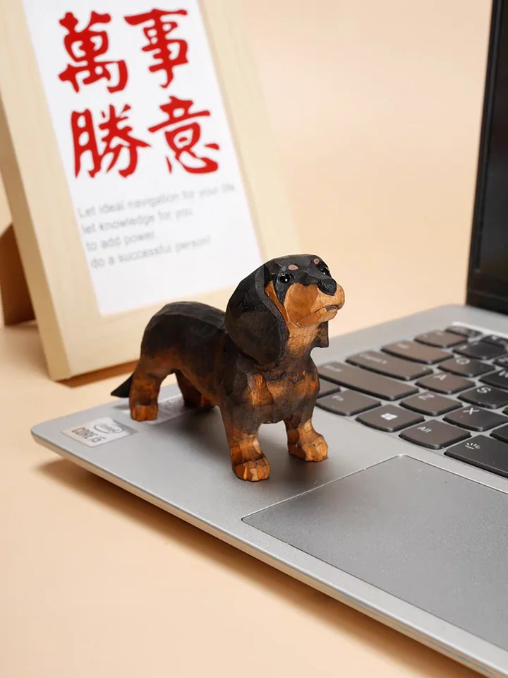 子犬の装飾,手作りの木の彫刻,頑丈な木製,ダックスフント - AliExpress