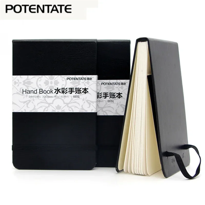 potentateA5/A6 Watercolor Notebook 300g/m 24Sheets Travel Hand Painting Notebook for Water Color Diary Student Art Supplies 4