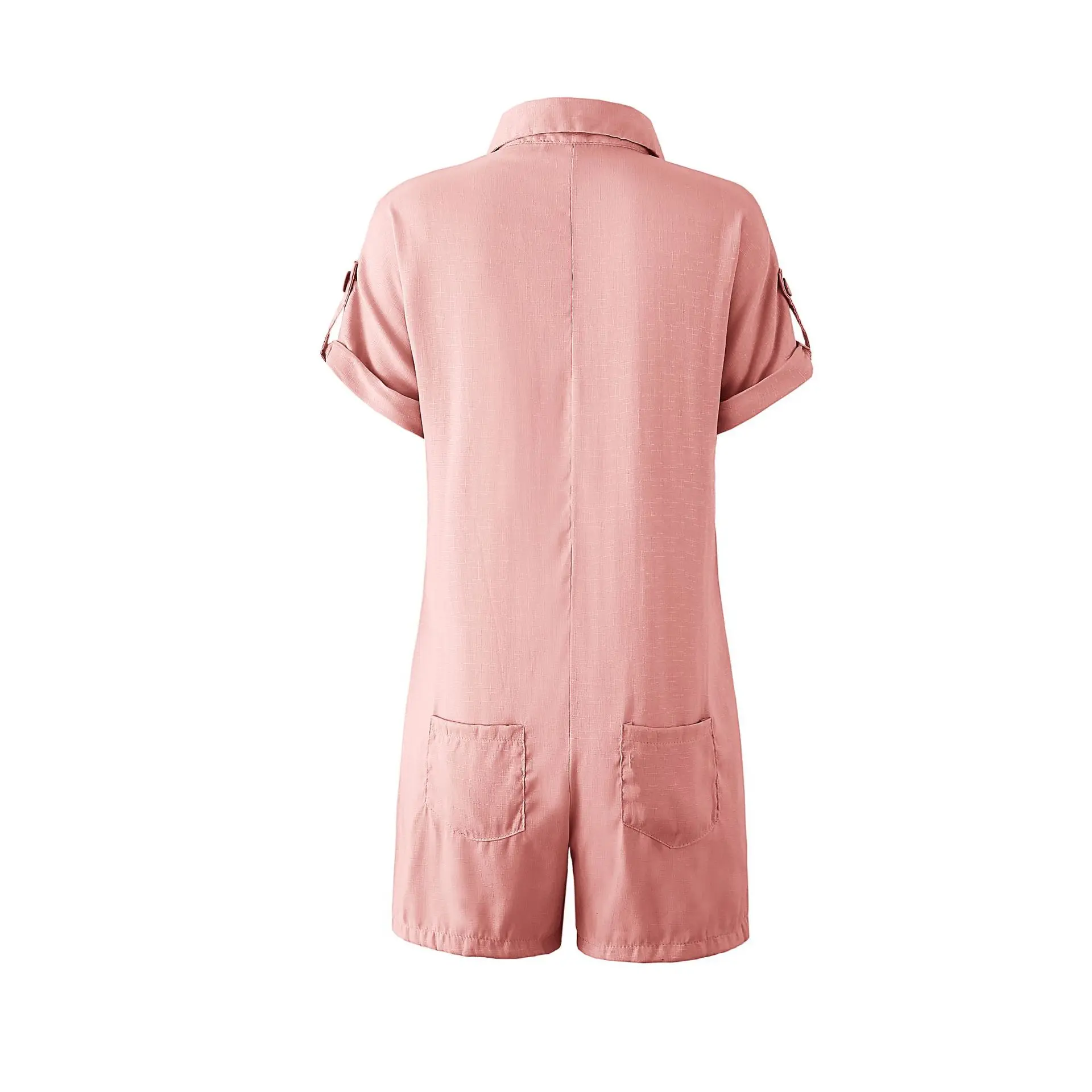 European and American fashion women's spring and summer new product: lapel shirt button jumpsuit 6