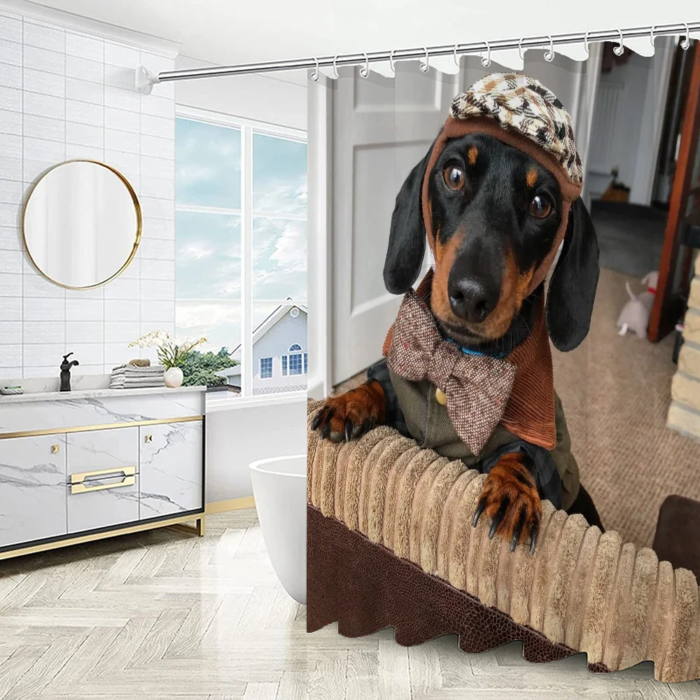 Curtains in the Bathroom Curtain for Quarto Dachshund Folding Partition Shower Accessories Bath Bedrooms Houses Rooms Waterproof 3