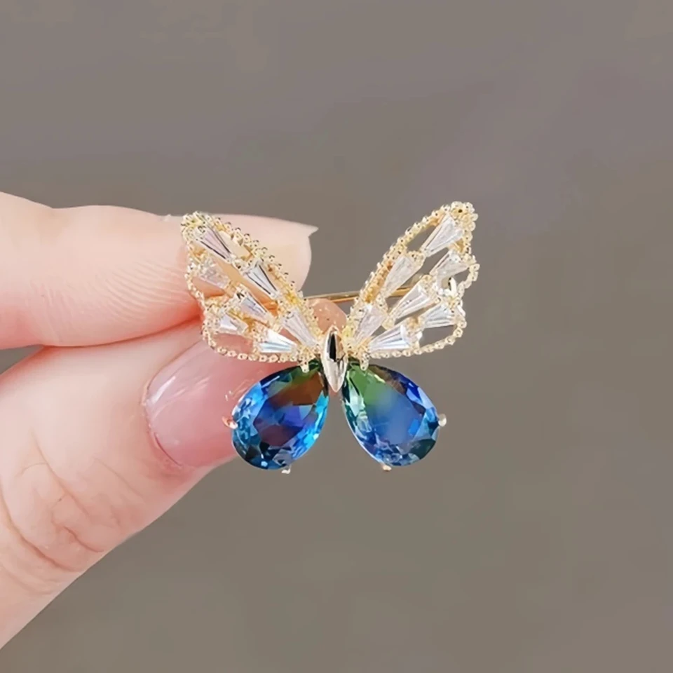 Large Crystal Rhinestone Butterfly Brooch - Elegant Lapel Pin For Women - View #6