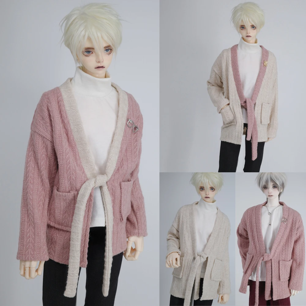 

D08-P018 children handmade toy 1/3 1/4 ID75 uncle SSDF doll BJD SD10 doll's clothes white pink cashmere knitted cardigan 1pcs