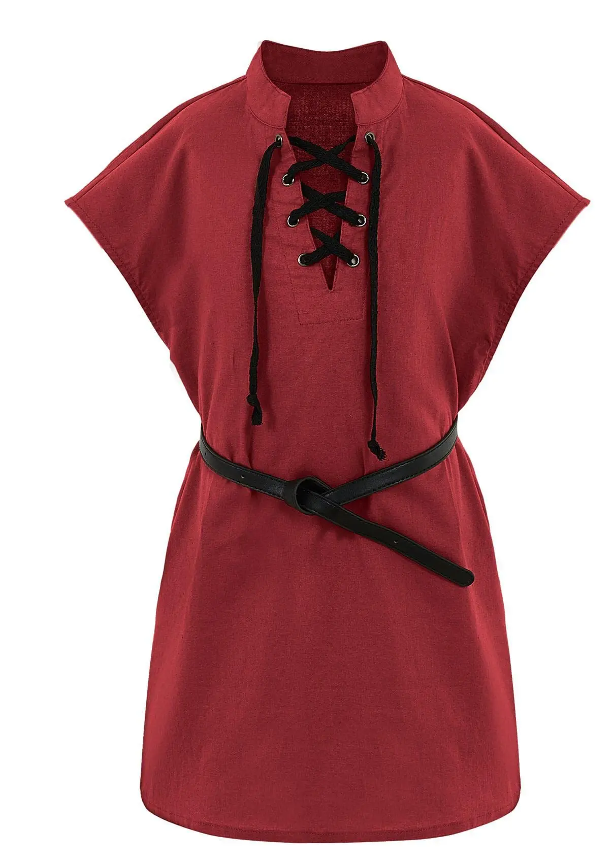 thumbnail image 1 of Túnica pirata para novios del Renacimiento medieval para niños, disfraz de LARP con cordones, camisa de guerrero vikingo de la Edad Media, 1 of 5