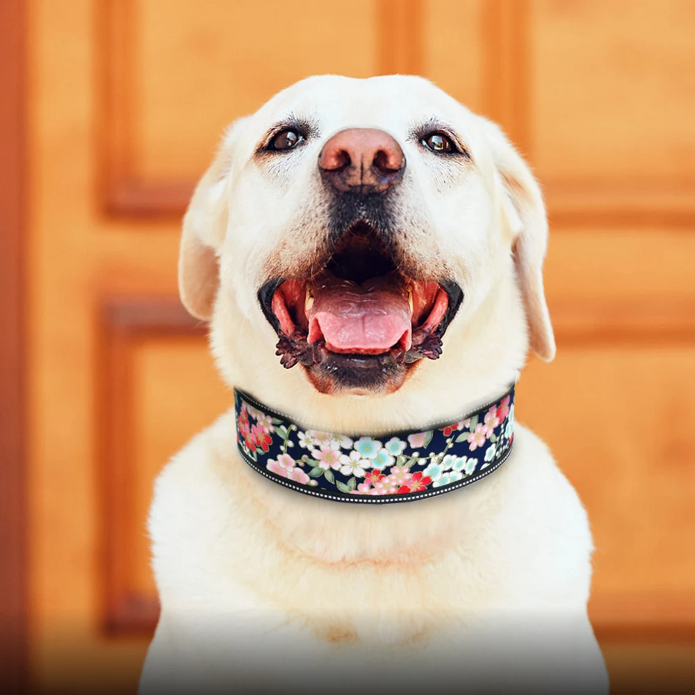 Reflective Puppy Big Dog Collar Adjustable Wide Pet Collars With Buckle dog collar pet collar for Small Medium Large Dogs Pitbull Greyhound Dog Chain