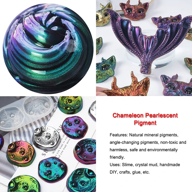10Db Tükör Kaméleon Gyanta Pigmentkészlet Mágikus Elszíneződött Gyöngyporpor Csillogó Készlet Epoxi Penész Diy Ékszerek Készítése - Image 5