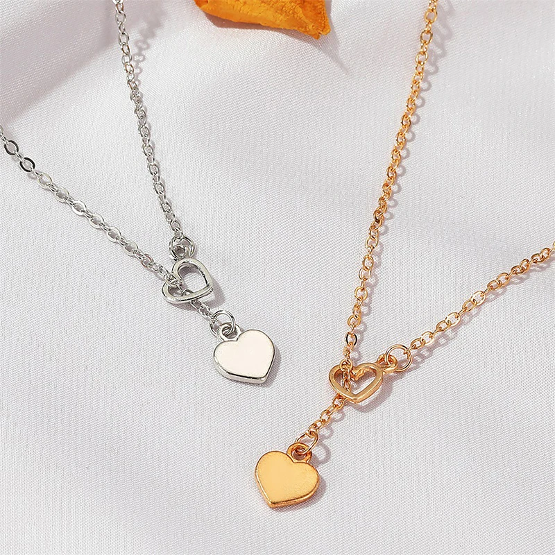 

Light Luxury Fashion Popular Personality Peach Heart Love Pendant Clavicle Chain For Women Trendy Y-shaped Necklace