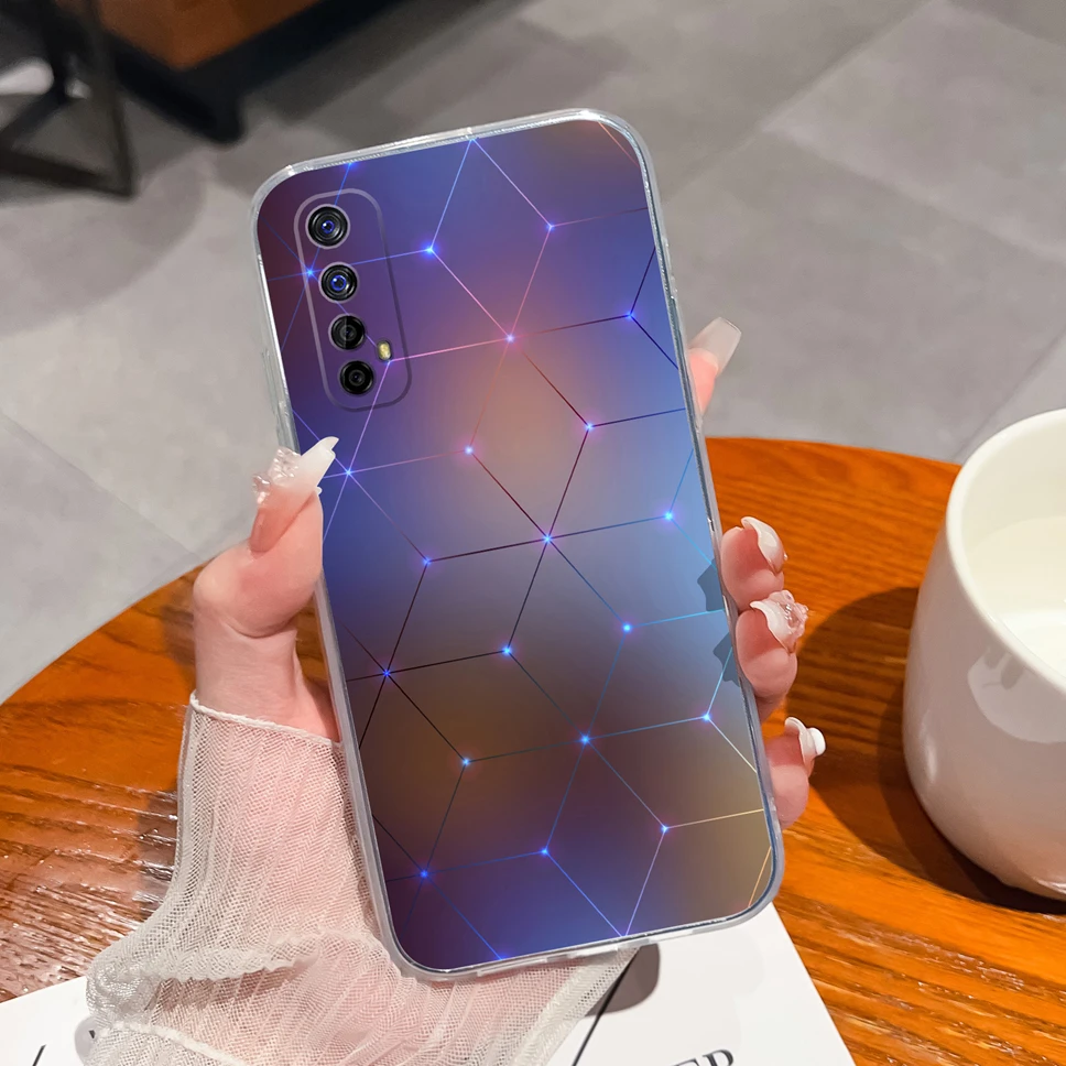 Gradient Flowers Pattern Soft Clear TPU Silicone Phone Case