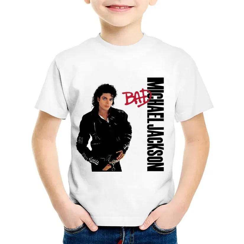2023 New Children's Fashion Michael Jackson Rock Cool T-shirt Children's Summer Top Boys/Girls Casual Wear 2