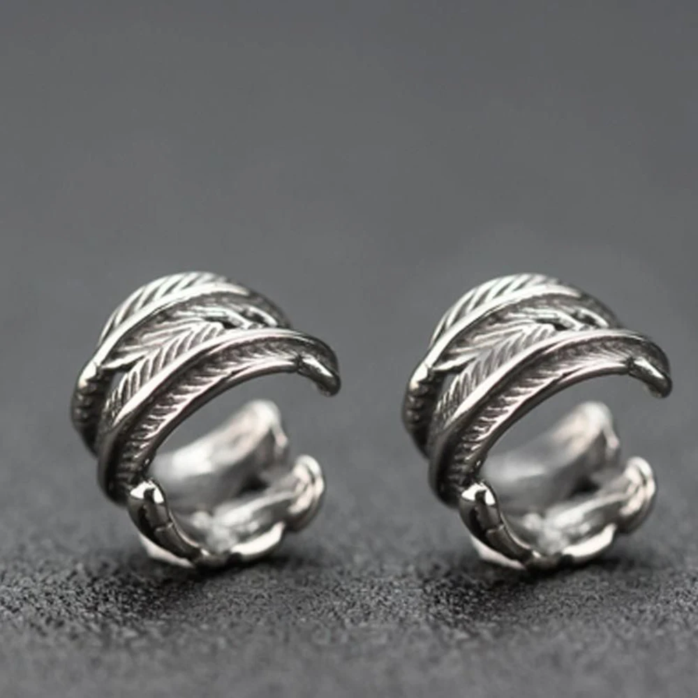 Vintage Feathers Without Holes Not Pierced Ear Clip Men Fashion Men's Earrings Retro Punk Designer Jewelry
