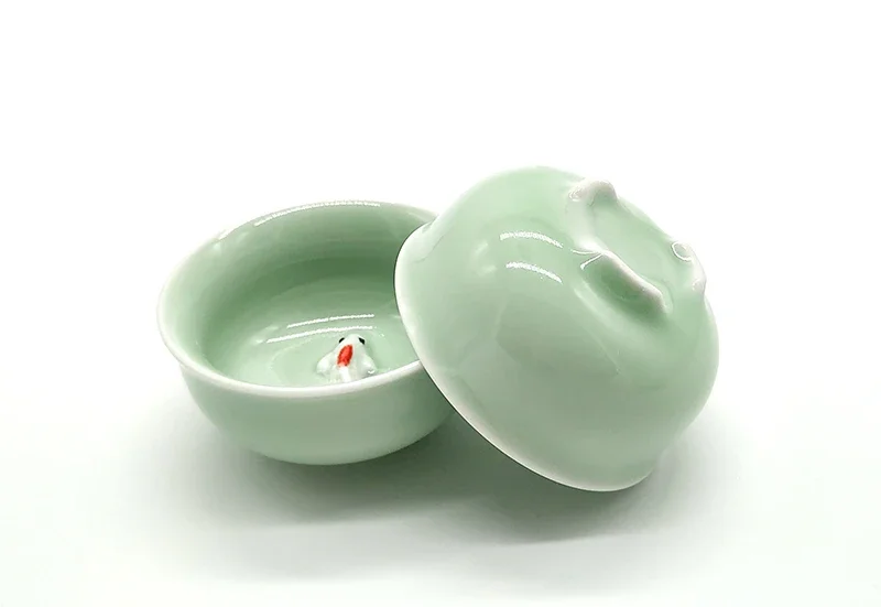 High quality Kung Fu Tea set,longquan celadon fish tea set ceramic teapot kettle ceramic Teaware teacup fish tea set drinkware