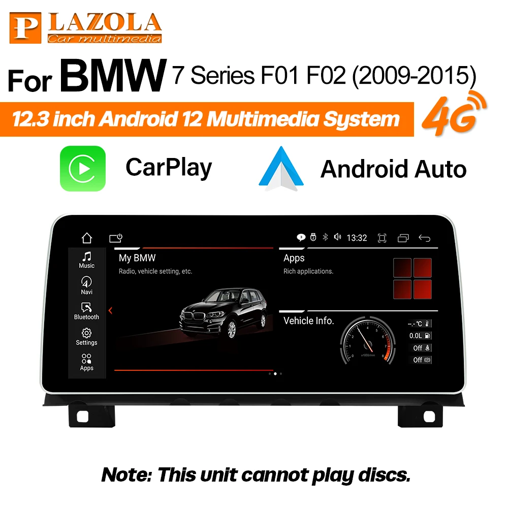 

Android 12 CarPlay Android Auto for BMW 7 Series Car Multimedia 12.3 inch F01 F02 Screen Audio Stereo IPS Screen PLAZOLA