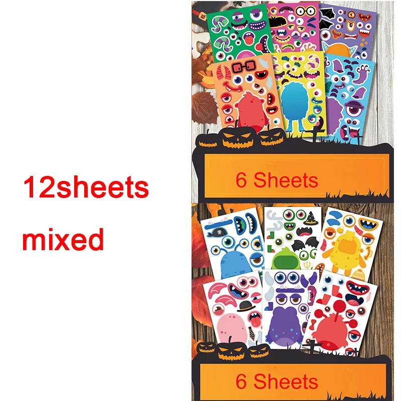 Puzzle Games 12sheet Make a face DIY Sticker, Squish mallows Sticker for  Kids Boys Sticker Sheets Girls Party Favor Gift - AliExpress