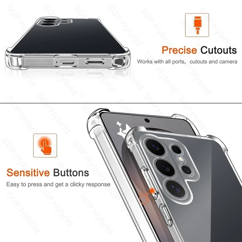 Clear Soft Silicone Shockproof Armor Cover with Anti-Yellowing and Airbag Protection