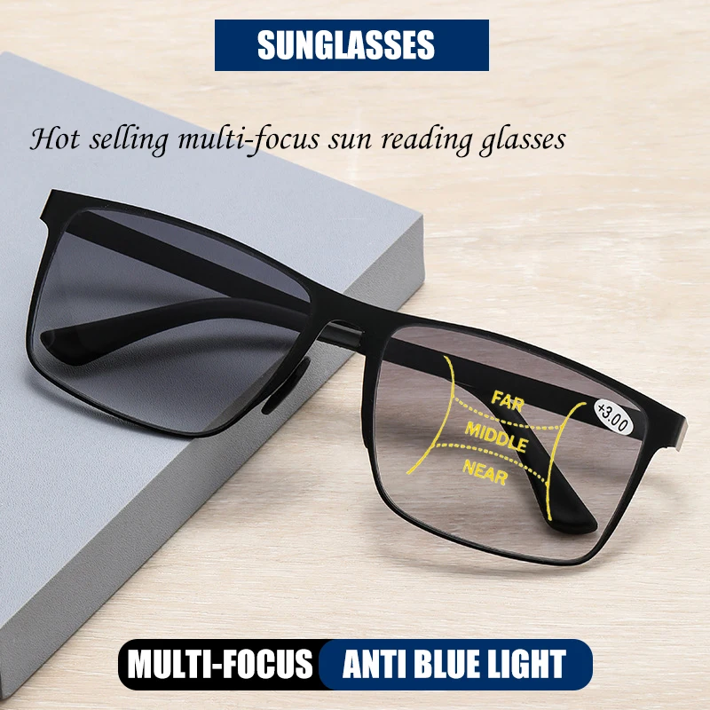 

HUYING ультра-технические прогрессивные очки для чтения унисекс многофокальные солнцезащитные очки для вождения спортивные очки для дальнозоркости с защитой от синих очков