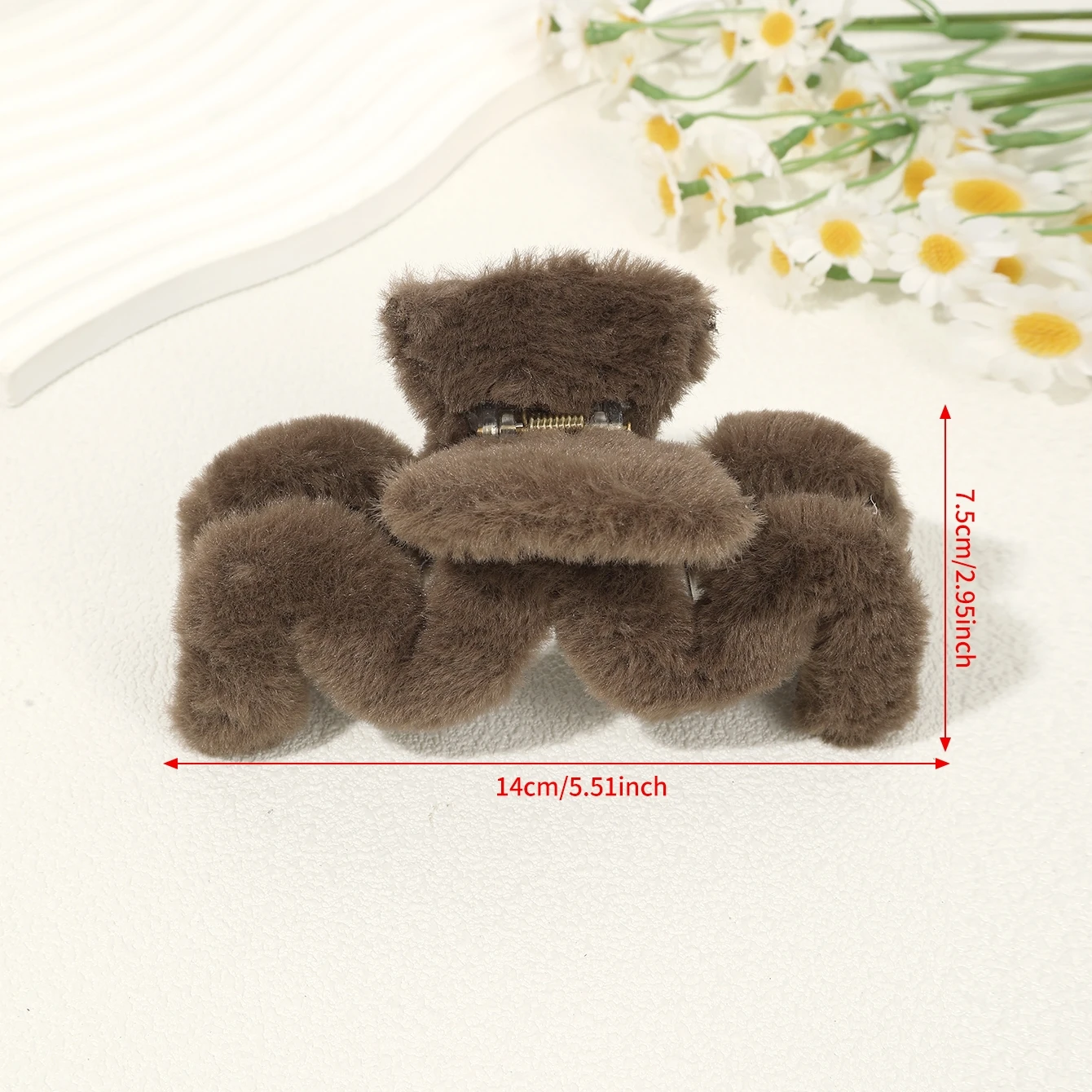 1pc Plush Winter Hair Claw Oversized For Thick Hair Back Of Head Bun Hair Clip High-End Furry Soft Warm Shark Clips For Women