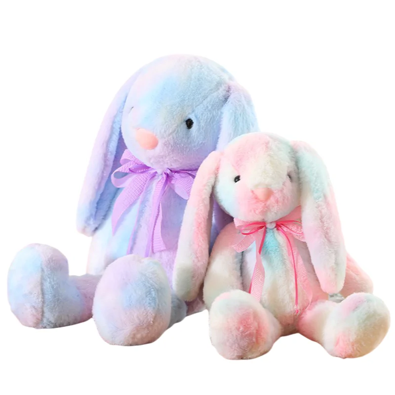 Long Ears Plush Rabbit Fantastic Rainbow Colorful Accompany Toy Stuffed Animal Bunny Soft Doll Kids Toys Birthday Christmas Gift