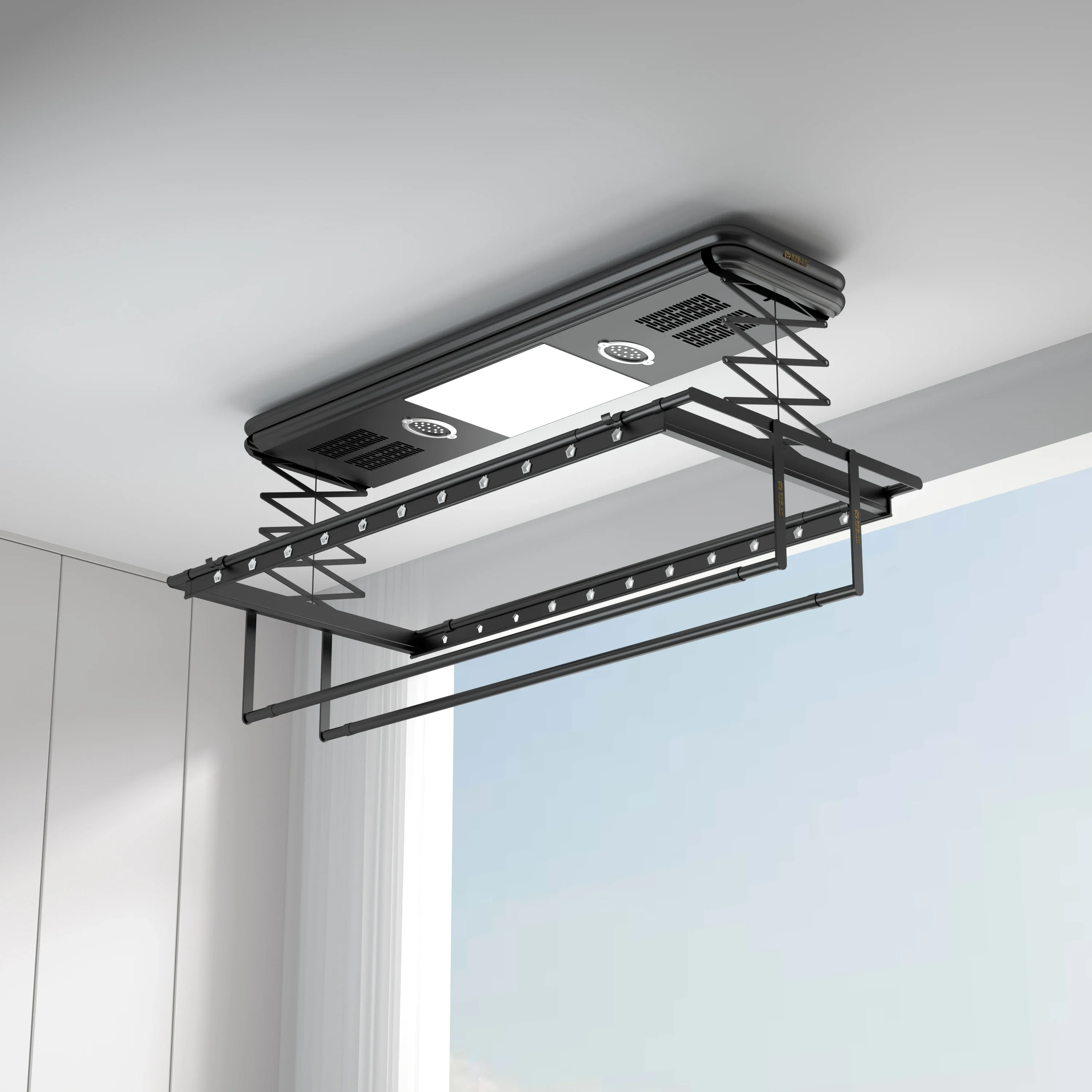 Electric clothes drying rack indoor balcony intelligent remote control automatic lifting clothes drying rod folding dryi