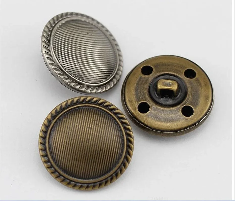 New Metal Copper Buttons Shield Stripe Universal Buttons DIY Denim Coat Coat Decorative Buttons 50pcs/bag 3