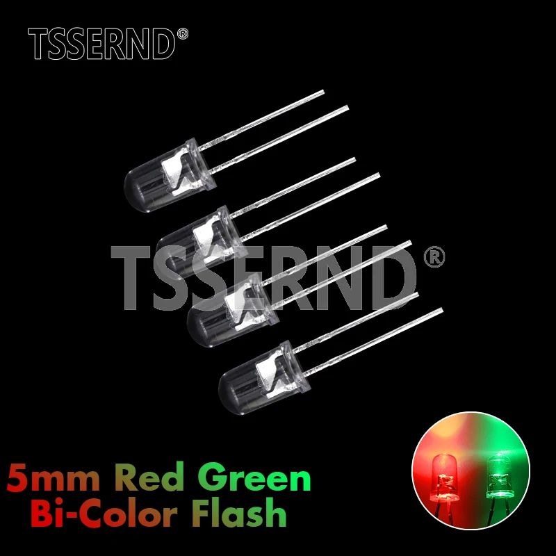 50 Pz F5 5Mm Flash Rosso Verde Bicolore Diodo Emettitore Di Luce Automatico Lampeggiante Led Flash Control Lampeggiante 5Mm Led Diodo Fai Da Te