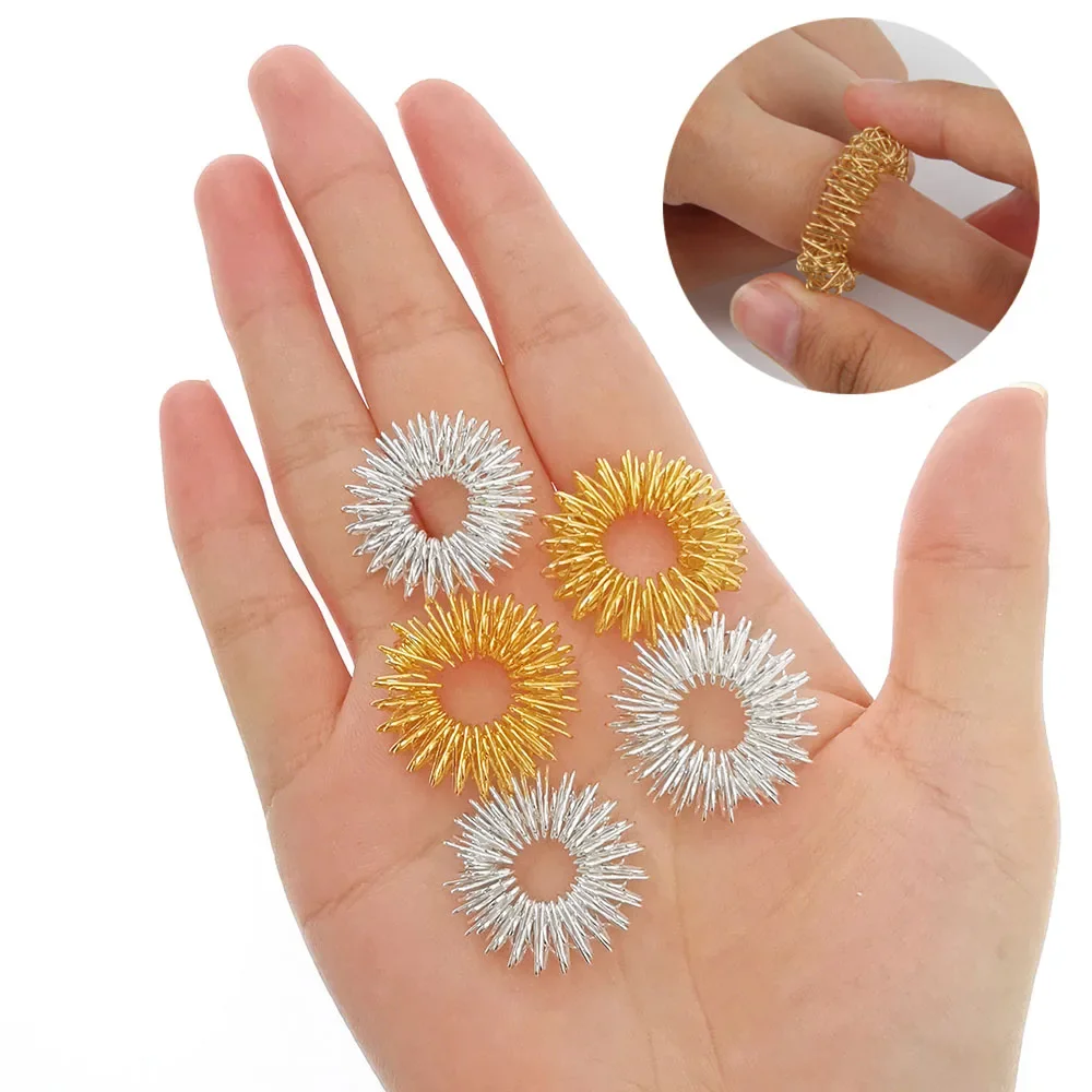 Finger Massage Ring Acupressure Rings Spiky Sensory Set for Teens Adults Stress Reducer Massager Stress Relief Fidget Toys 5-15pcs finger massage ring