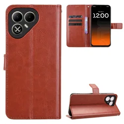 Premium PU Leather Flip Case with Wallet and Kickstand Features - Protective Cover for Tecno Pova 8 Pro 5G (Brown)