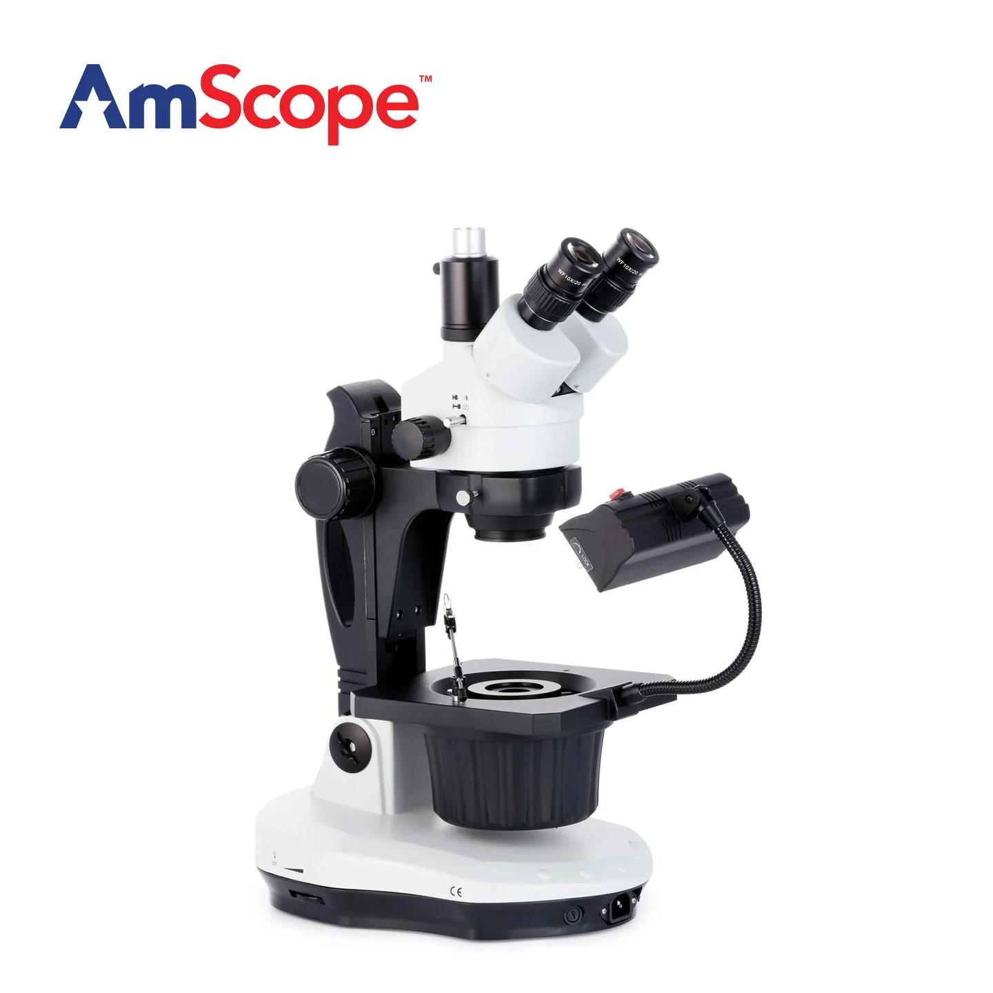 AmScope GM400 시리즈 고급 보석/귀금속 줌 삼안 실체 현미경(트랙 스탠드 포함)