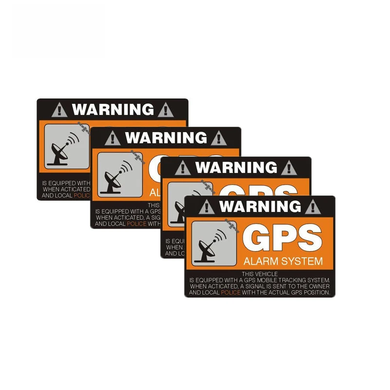 4 X Warning Car Sticker GPS Alarm System PVC Decal Bumper Waterproof
