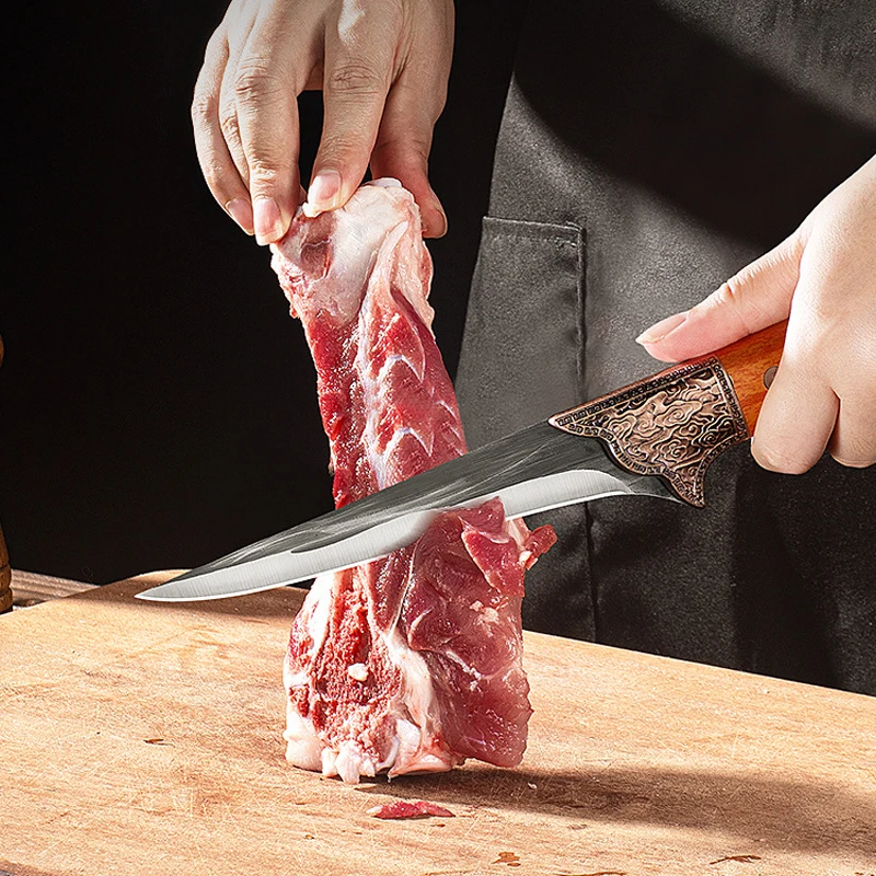 Boning Butcher Knife Chef Cleaver Utility Knife Slicing Chicken Meat Fish Fruit Steak Kitchen Knives Plastic Handle Tools