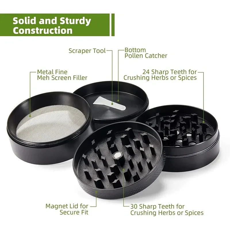 40mm 4-Layer Aluminum Herbal Herb Tobacco Grinders for Smoking Metal Tobacco Cutting Pipe Accessories Pipes Herb Mills