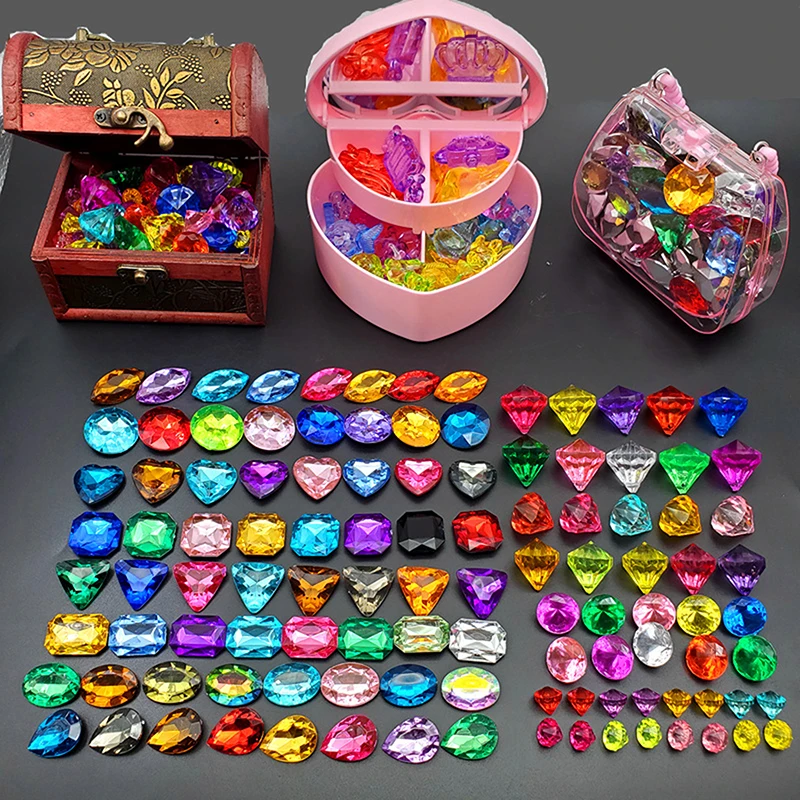 Party Toys Toy Gift Filler Gem Toys 1 Box Party Confetti Wedding Christmas Plastic For Kids Toy Crystal Gems Diamond Jewels Treasure Chest Pirate Filler Props